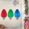 Glitzhome; Glitzhome® 23.5" Set of 3 Christmas Metal Red, Green & Blue Bulbs Yard Stake; Category:Christmas Yard Decorations; Image:4